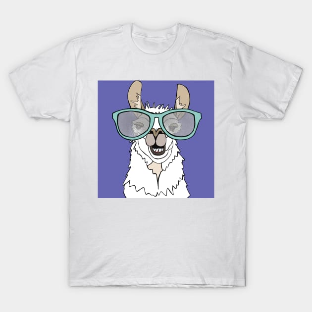 Very Peri Llama with glasses T-Shirt by Quick Brown Fox Canada 